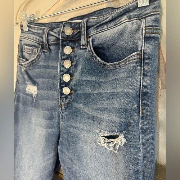 VERVET High Rise Medium Wash Button Up Distressed Skinny Jeans Size 27 - Picture 5 of 10